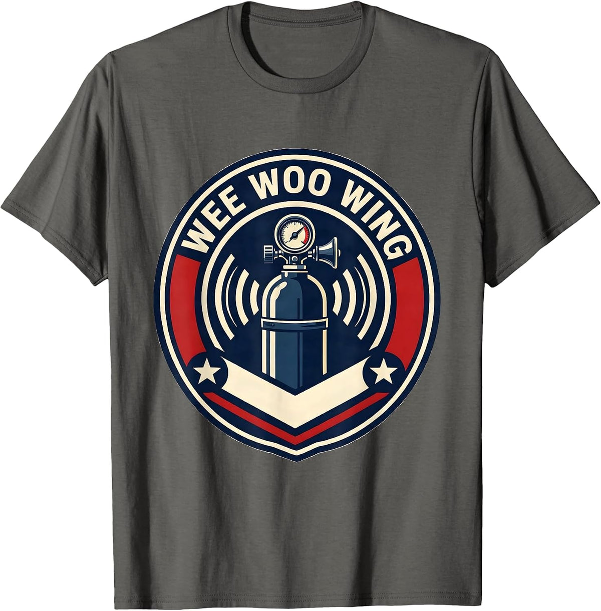 Men's Wee Woo Wing EMT Paramedic EMS Crew Gag Humor T-Shirt - Asphalt Grey