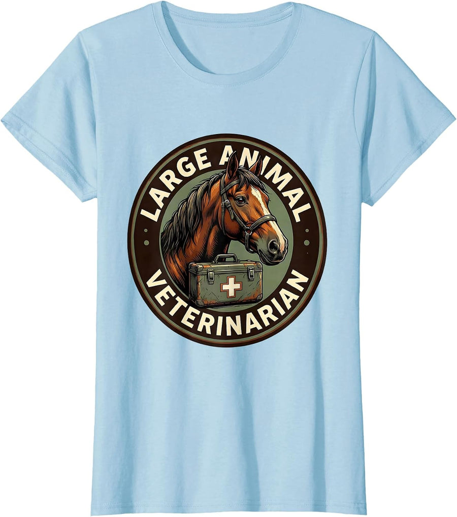 Women's Large Animal Veterinarian Funny Vet Tech Gift Occupational T-Shirt - Baby Blue