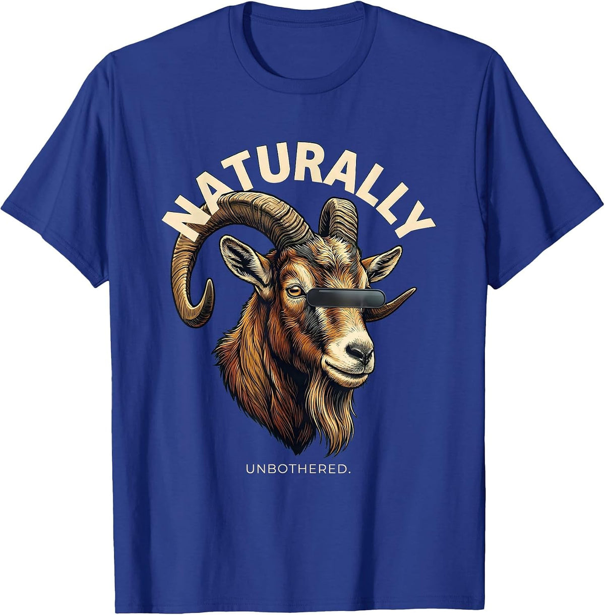 Naturally Unbothered Illustration Cool Goat with Sunglasses T-Shirt - Royal Blue