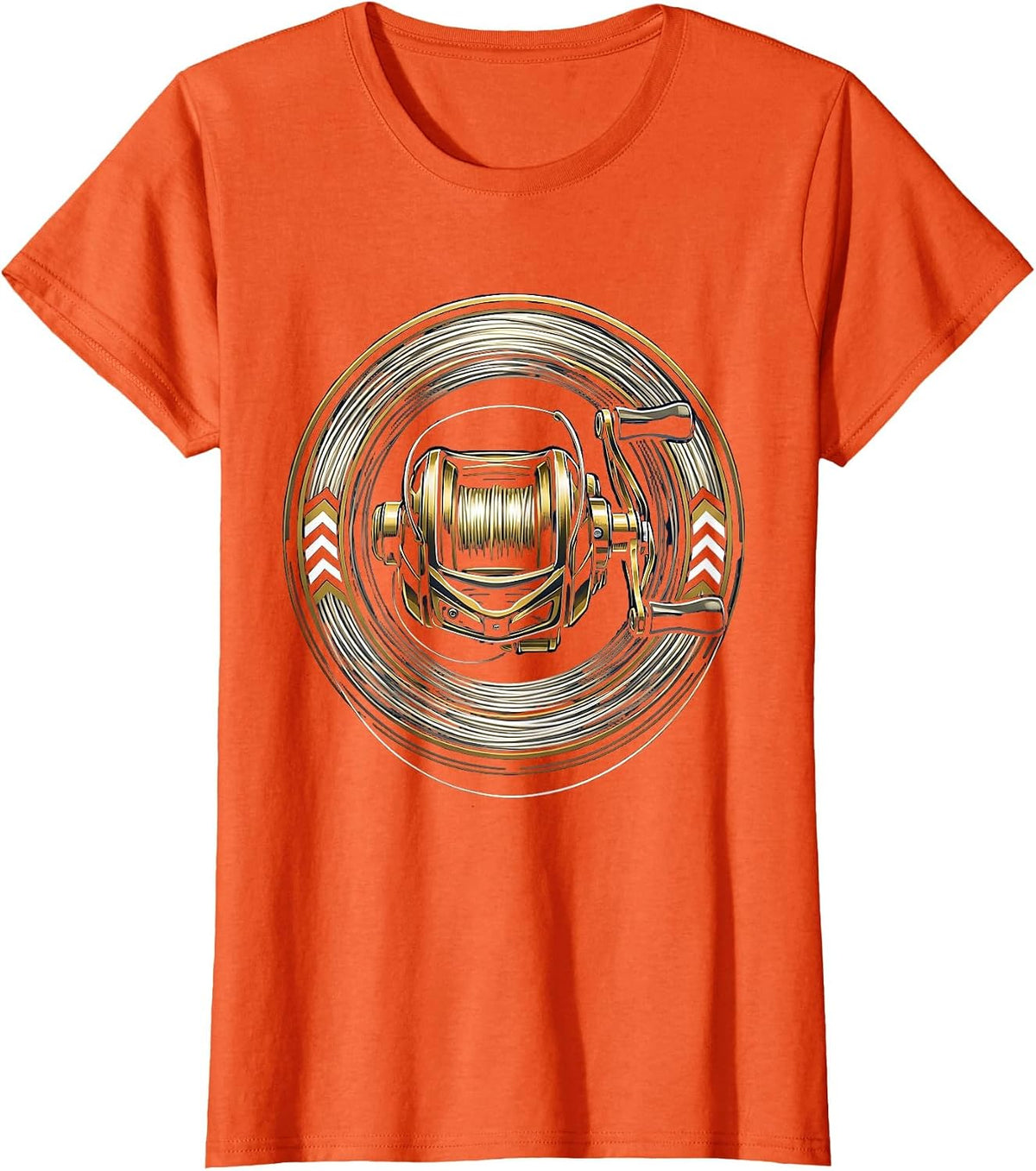 Spinning Reel Monofilament Line Fishing Graphic T-Shirt - Orange