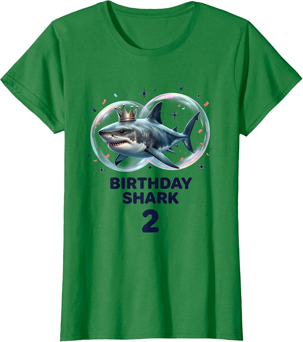 Women's Birthday Shark 2 Playful Toddler Party Matching Whale Family T-Shirt - Kelly Green