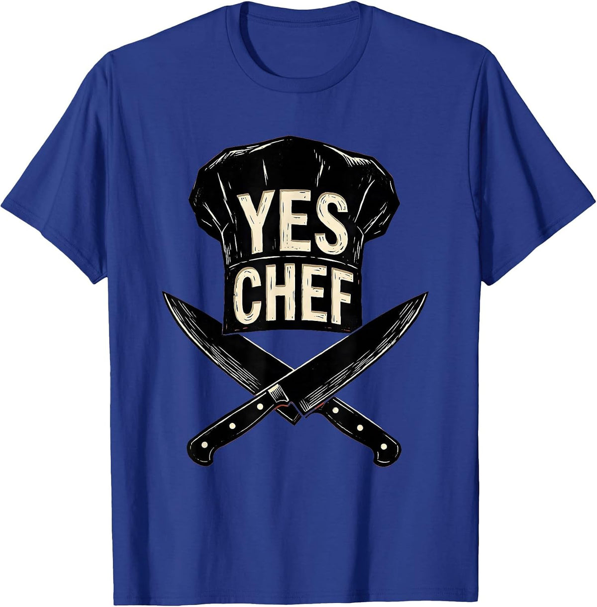 Yes Chef Bold Kitchen Command Design T-Shirt - Royal Blue