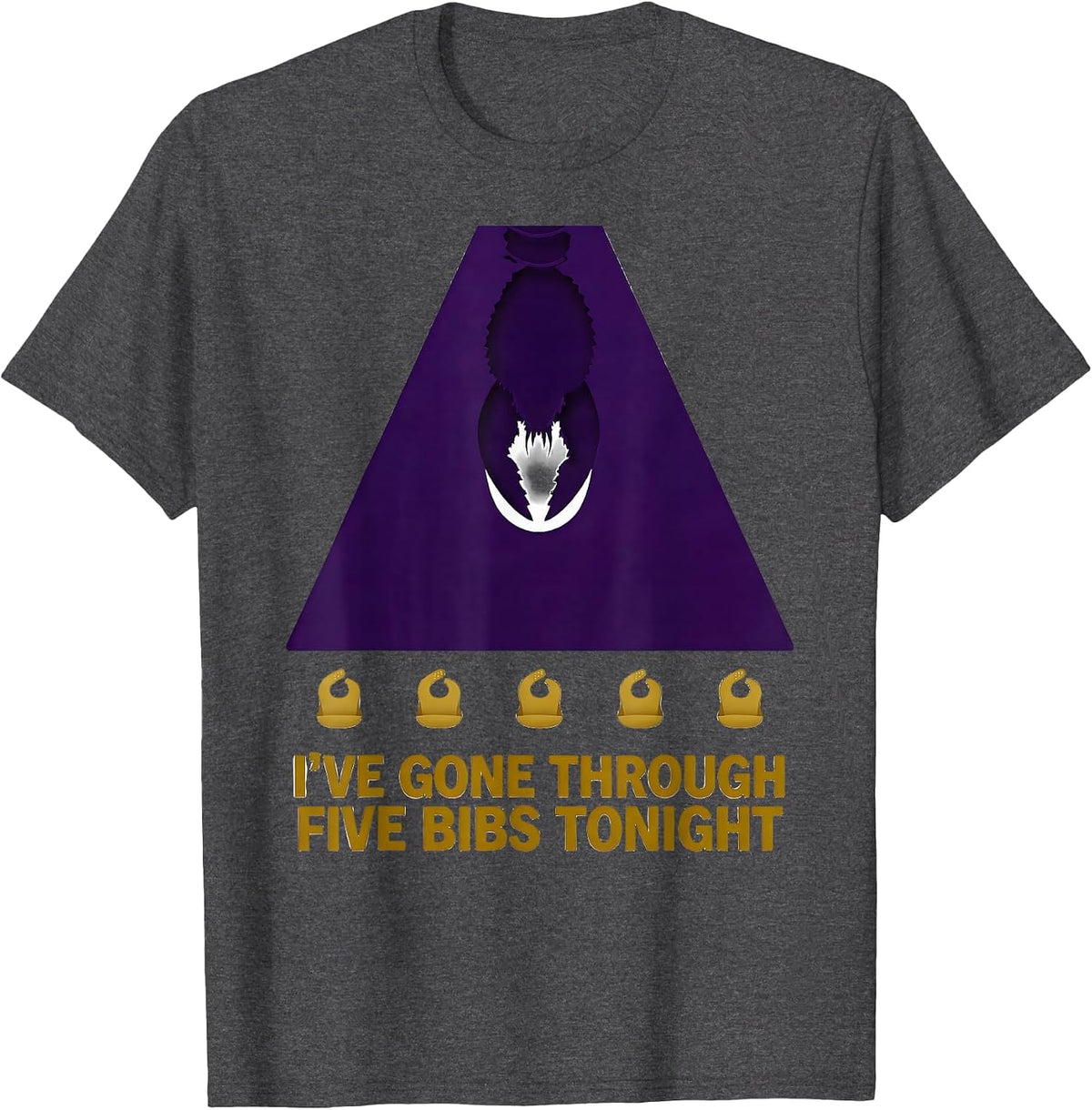 Men's I've Gone Through Five Bibs Tonight Funny Mardi Gras T-Shirt - Dark Heather Grey