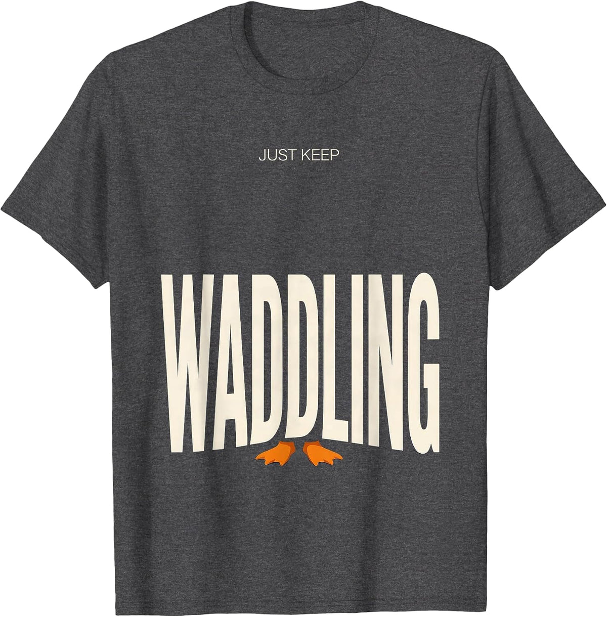 Men's Just Keep Waddling Penguin Graphic Design T-Shirt - Dark Heather Grey