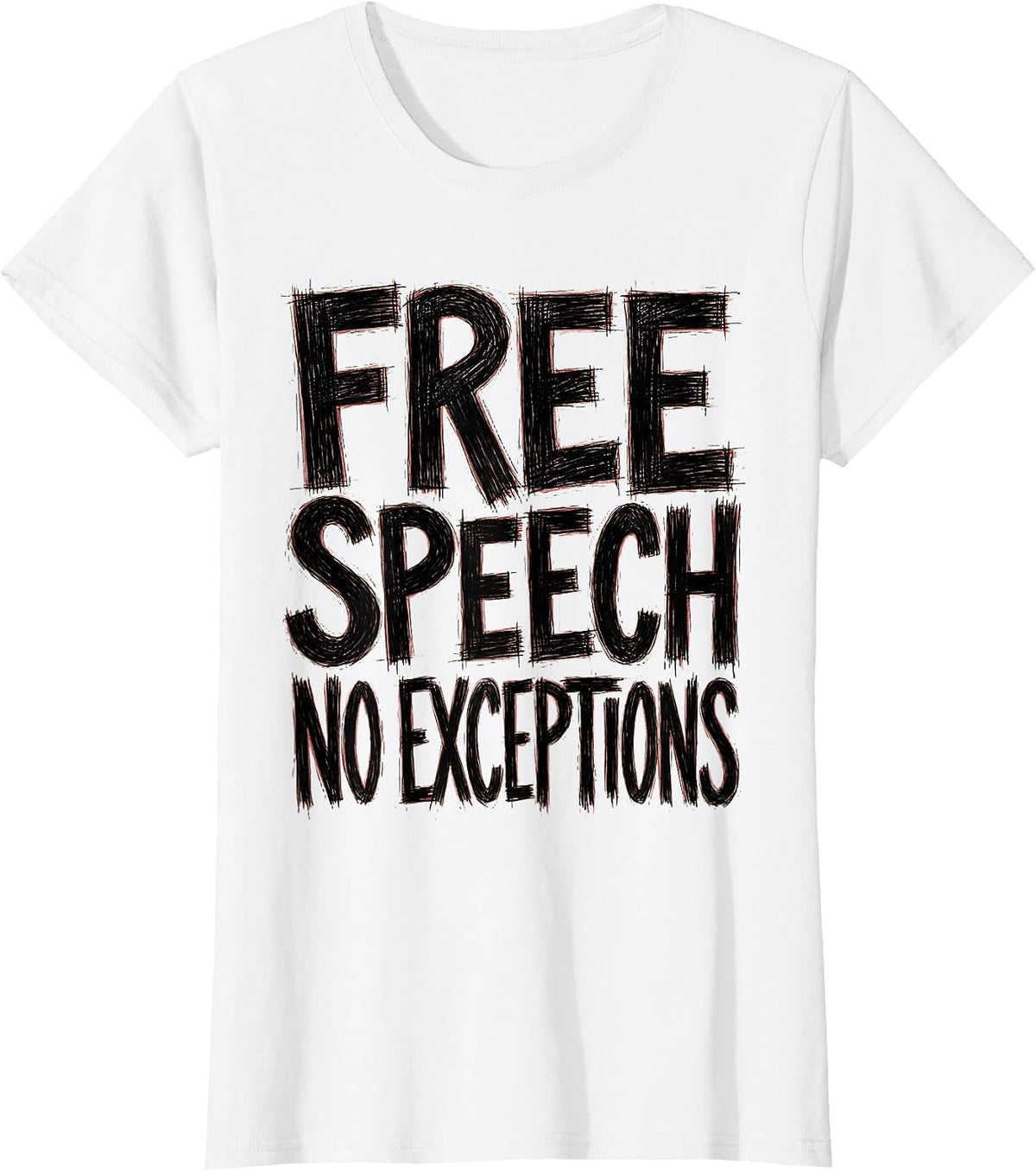 Women's Free Speech No Exceptions First Amendment Design T-Shirt - White