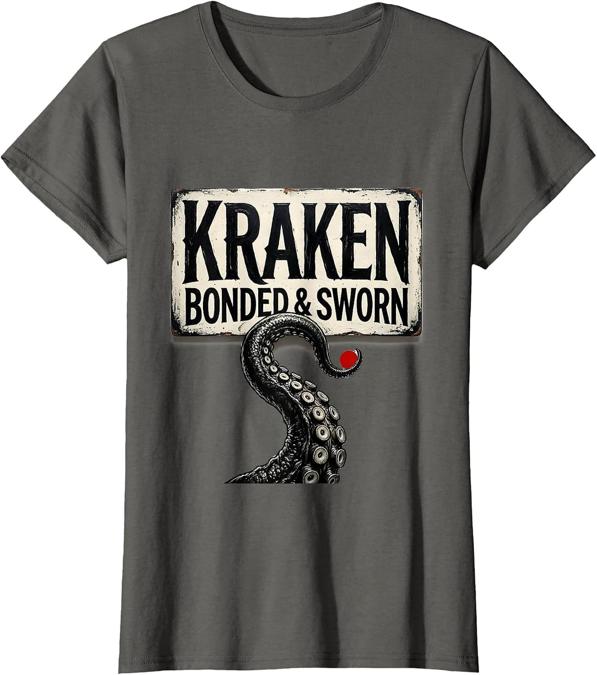 Women's Kraken Bonded Sworn Vintage Octopus Lover Sea Creature T-Shirt - Asphalt Grey