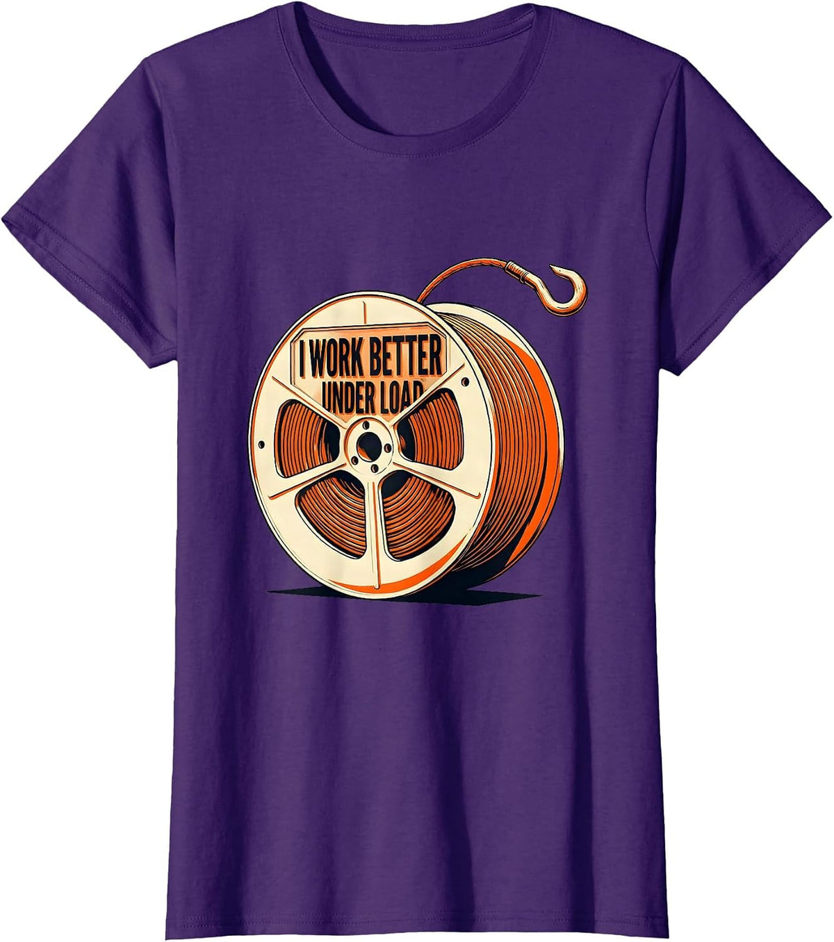 Women's I Work Better Under Load Funny Electrician Lineman Skeleton T-Shirt - Purple