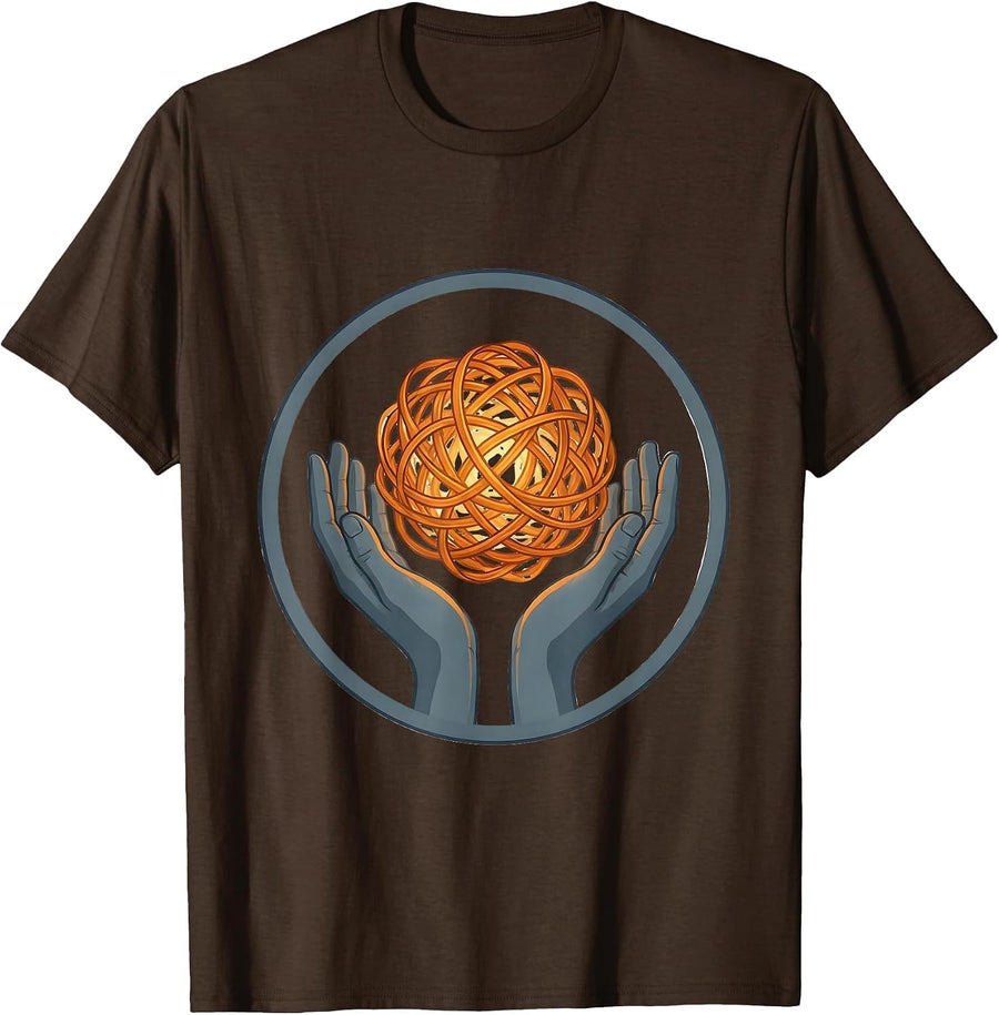 Dyslexia Awareness Glowing Tangled Knot of Light T-Shirt - Brown