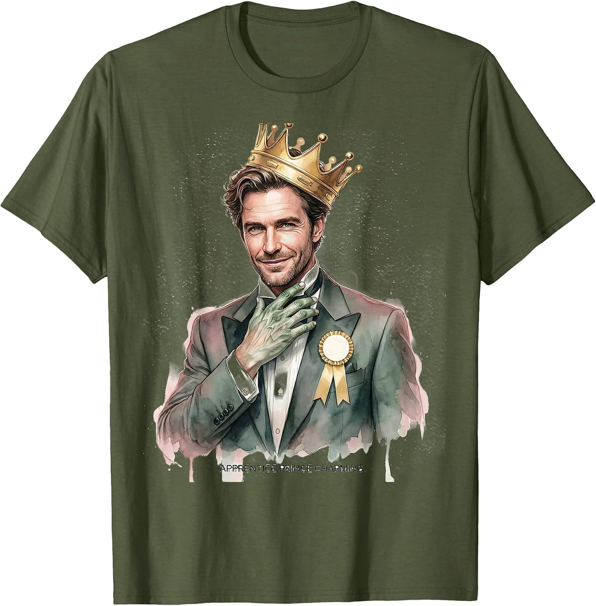 Apprentice Prince Charming Whimsical Fairy Tale Romance T-Shirt - Olive Green