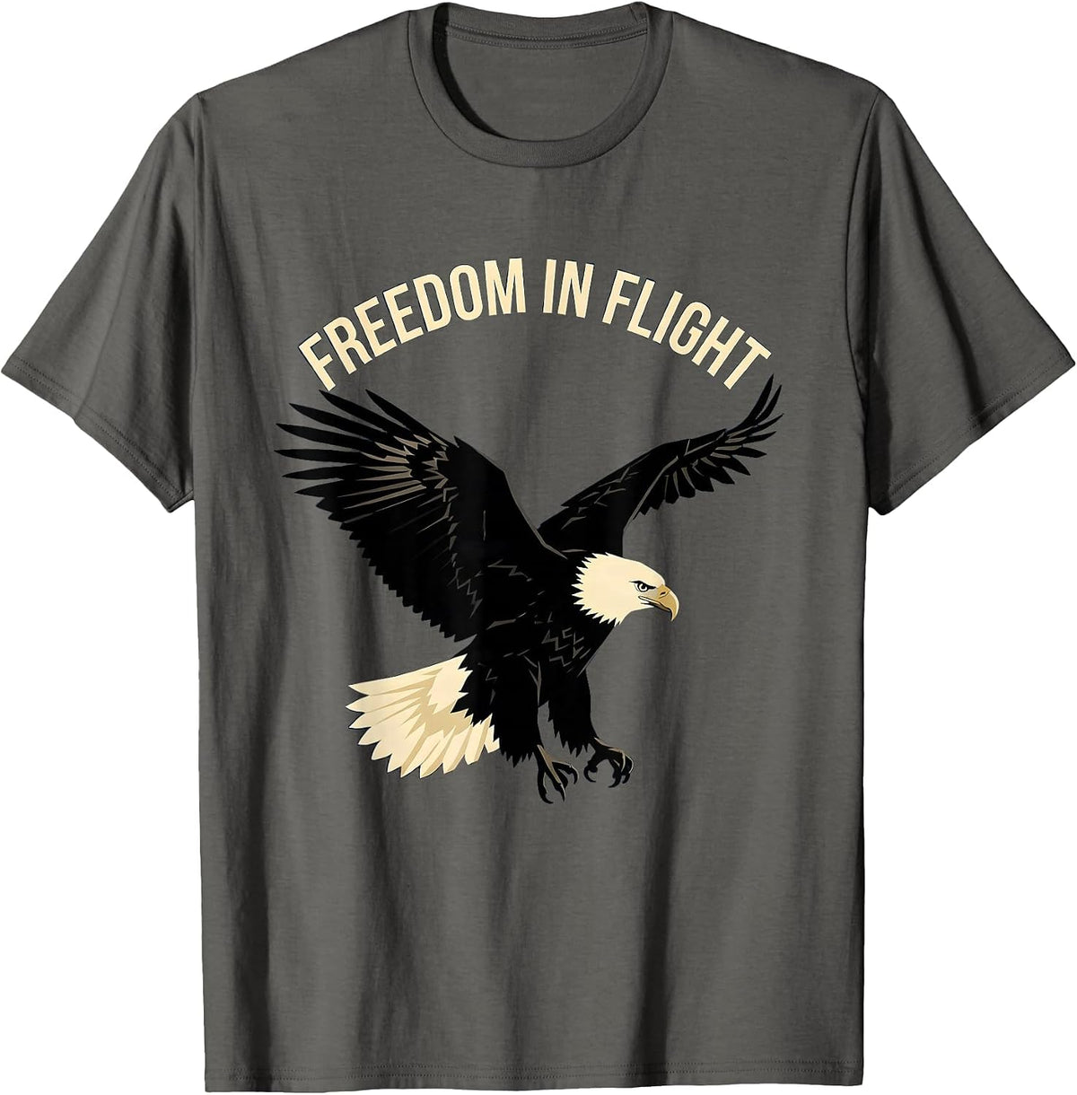 Freedom In Flight Bald Eagle Silhouette Patriotic Wildlife T-Shirt - Asphalt Grey