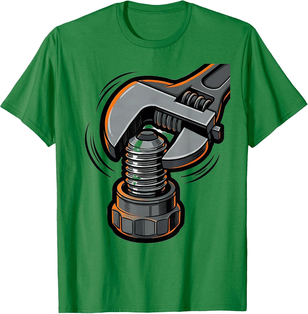 Men's Oversized Pipe Wrench Funny Plumber Gift T-Shirt - Kelly Green