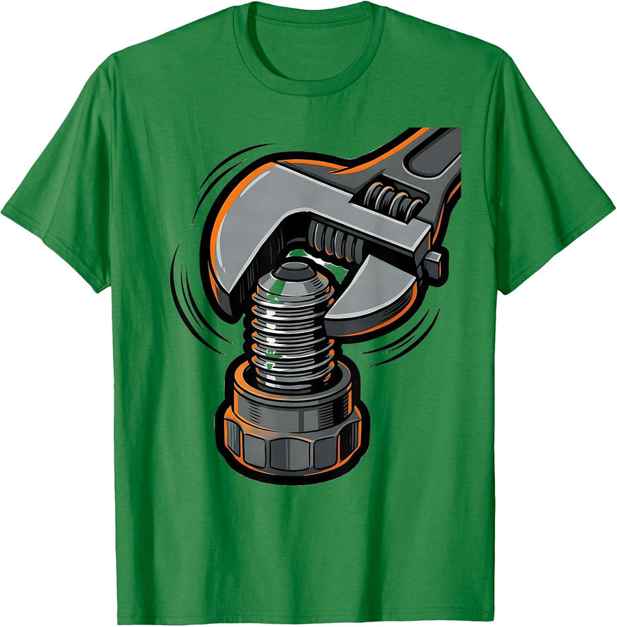 Men's Oversized Pipe Wrench Funny Plumber Gift T-Shirt - Kelly Green