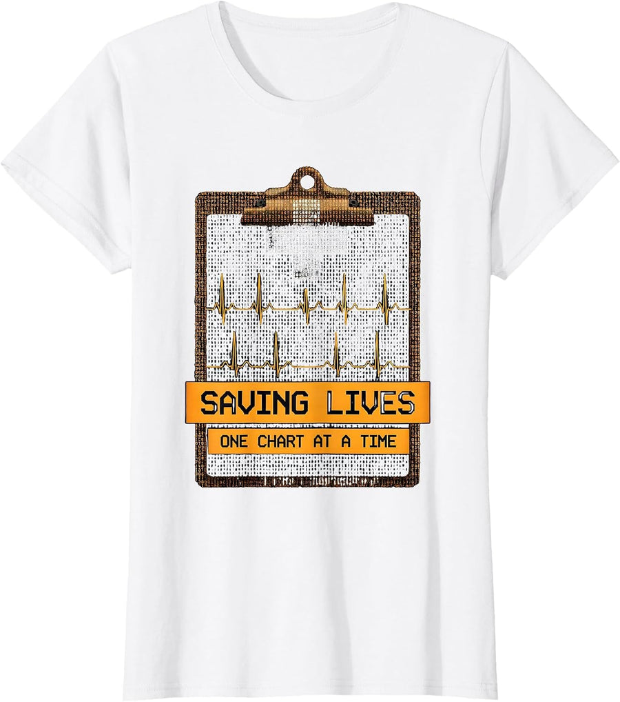Women's Saving Lives One Chart At A Time Medical Assistant T-Shirt - White