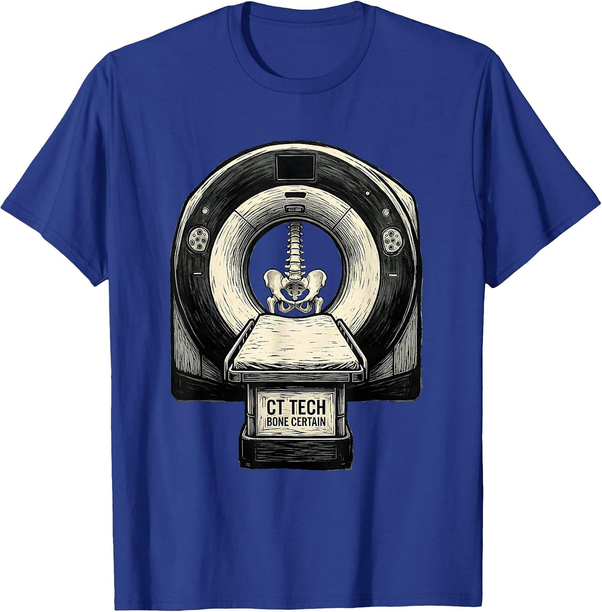 Men's CT Tech Bone Certain Funny Radiology Technologist Humor T-Shirt - Royal Blue