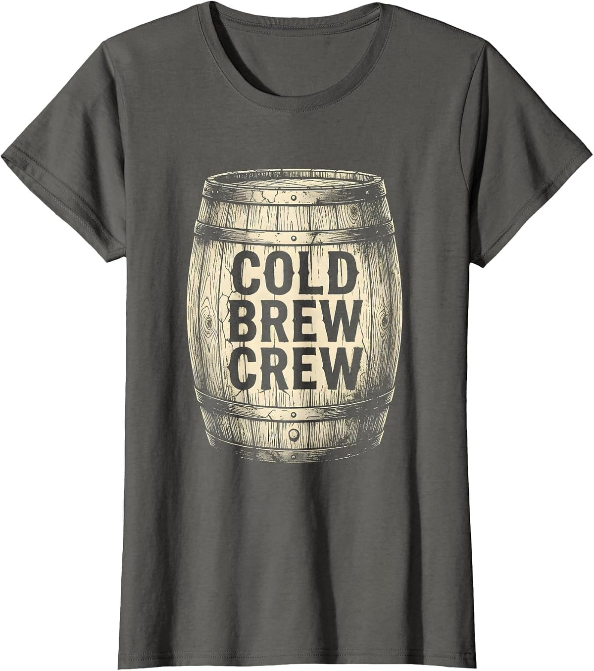 Women's Cold Brew Crew Coffee Lover Graphic Design T-Shirt - Asphalt Grey