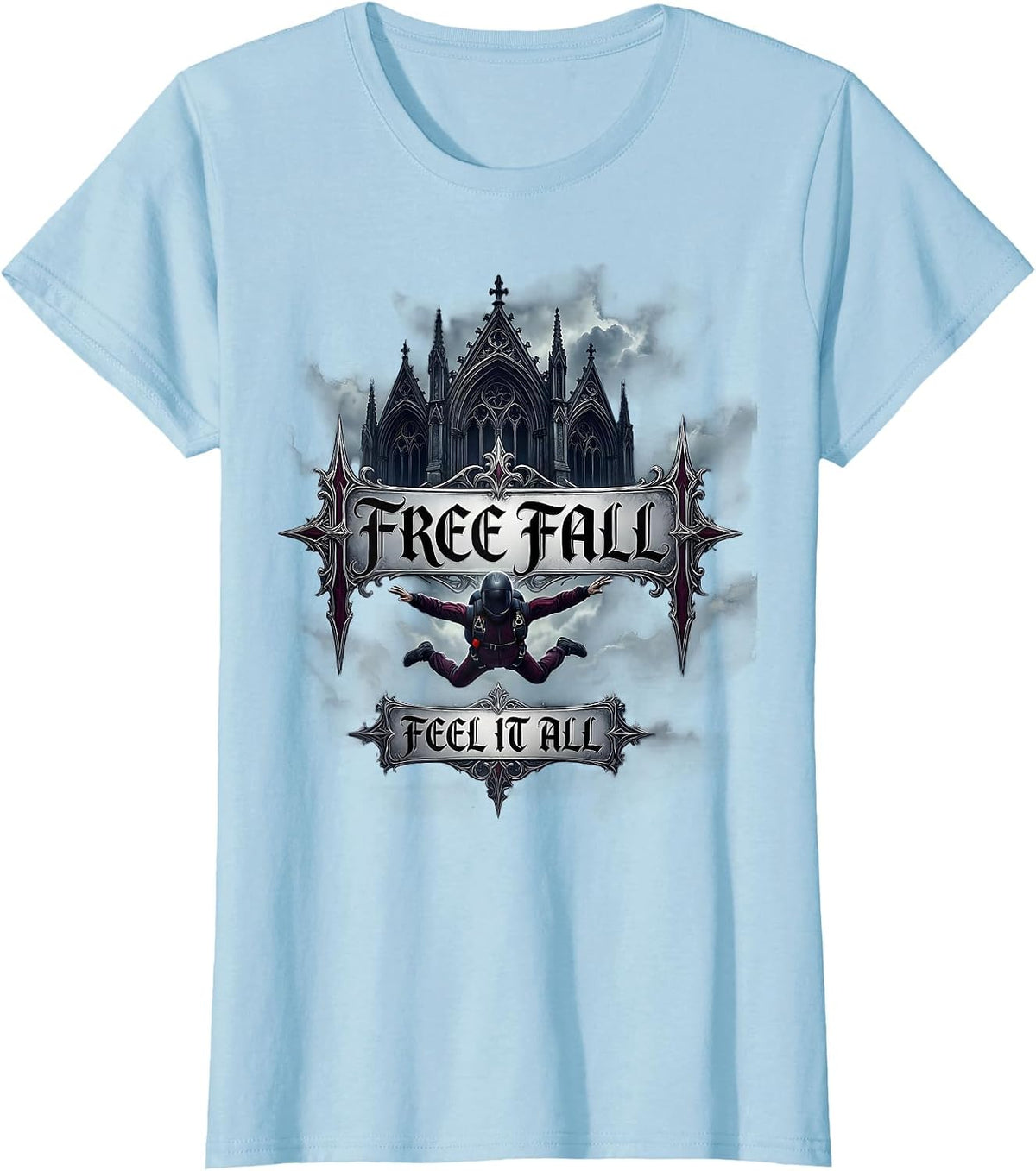 Free Fall Feel It All Autumn Season Design T-Shirt - Baby Blue