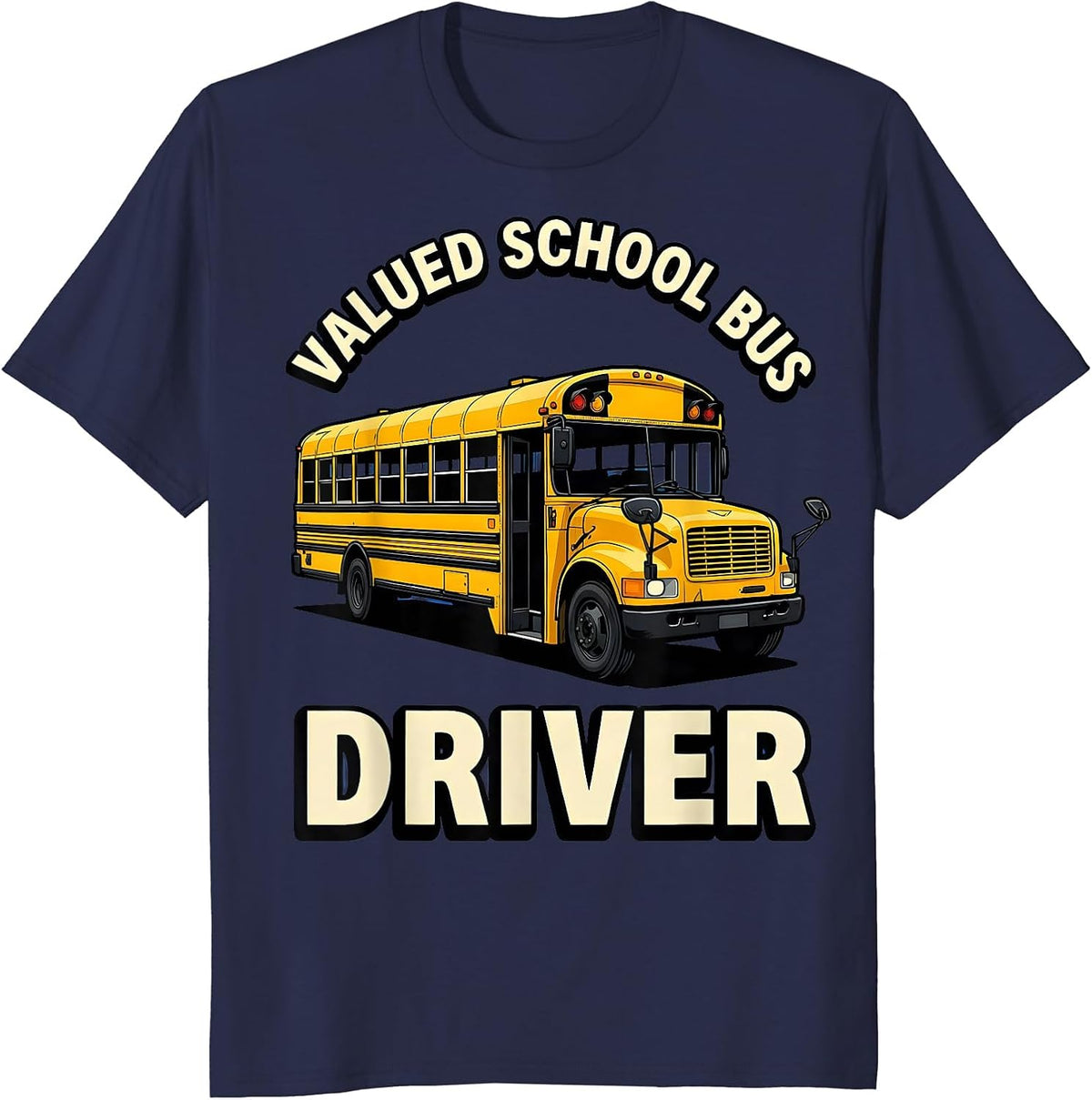 Men's Valued School Bus Driver Cartoon Bus Driver Appreciation T-Shirt - Navy Blue