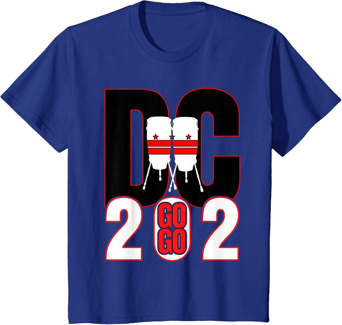 Washington DC Nations Capitol Conga Drums Go Go Music 202 T-Shirt - Royal Blue