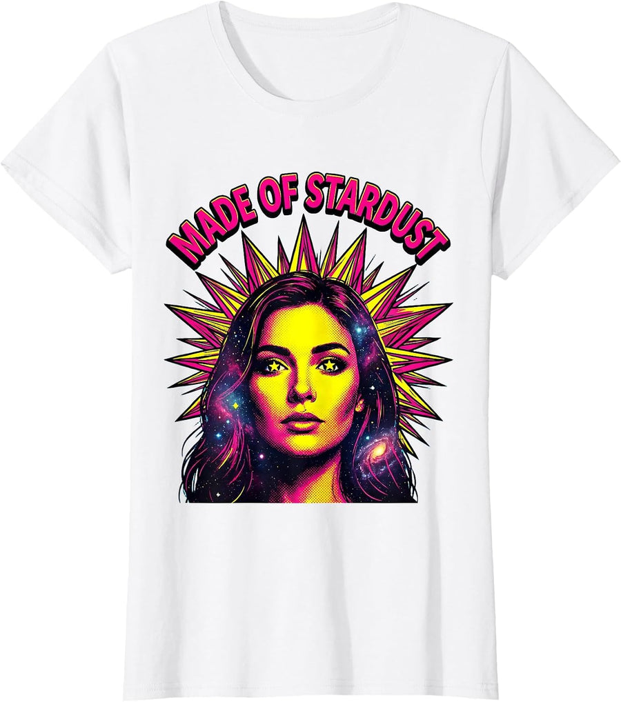 Women's Made of Stardust Star Women Celestial Design T-Shirt - White