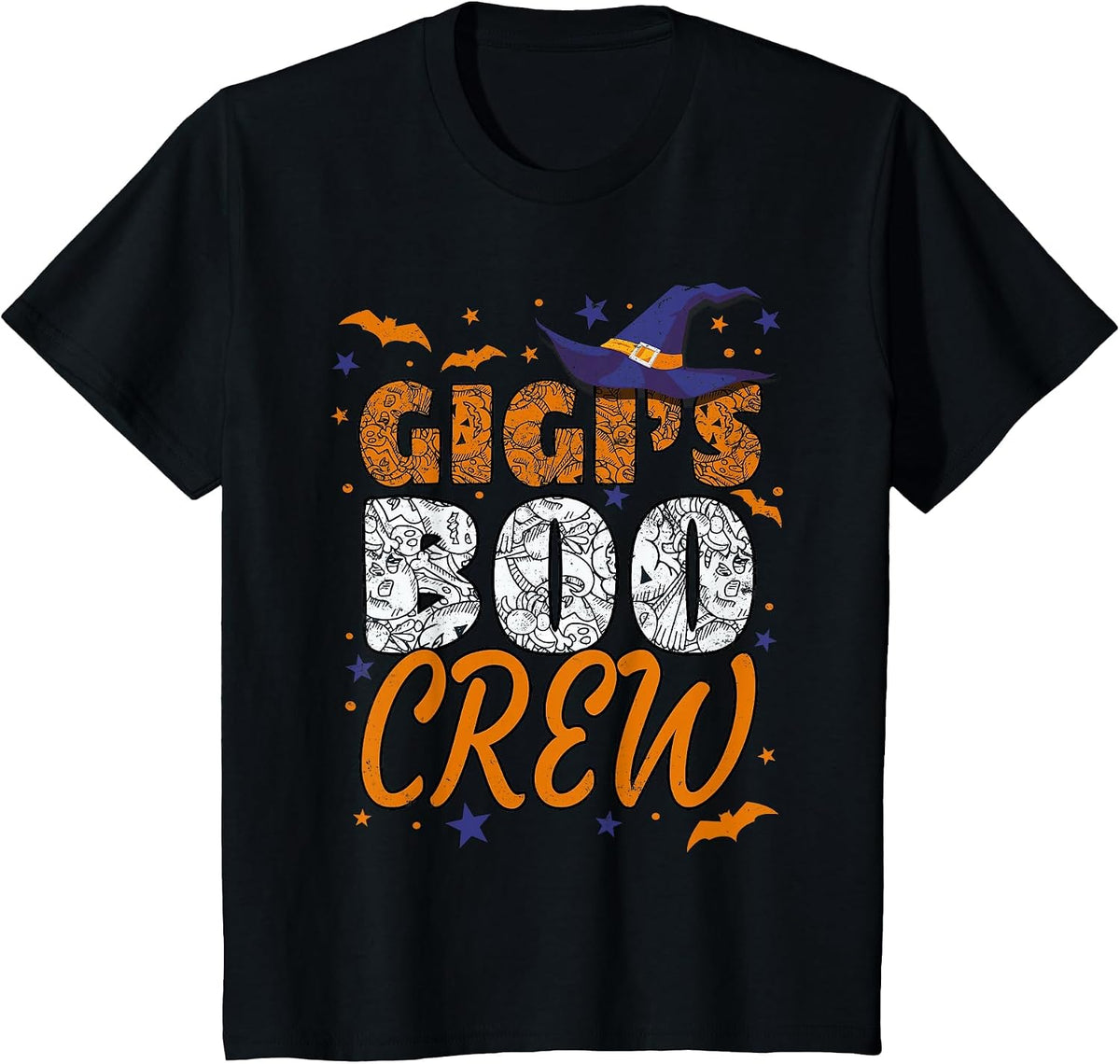 Grandma Gigi's Boo Crew Cute Grandkids Matching Halloween T-Shirt - Black
