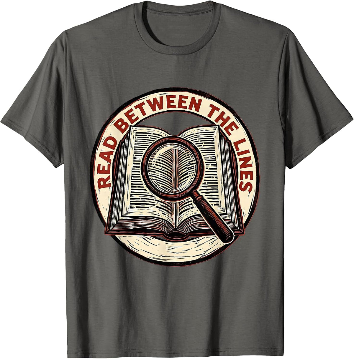 Read Between The Lines Dyslexia Awareness Design T-Shirt - Asphalt Grey