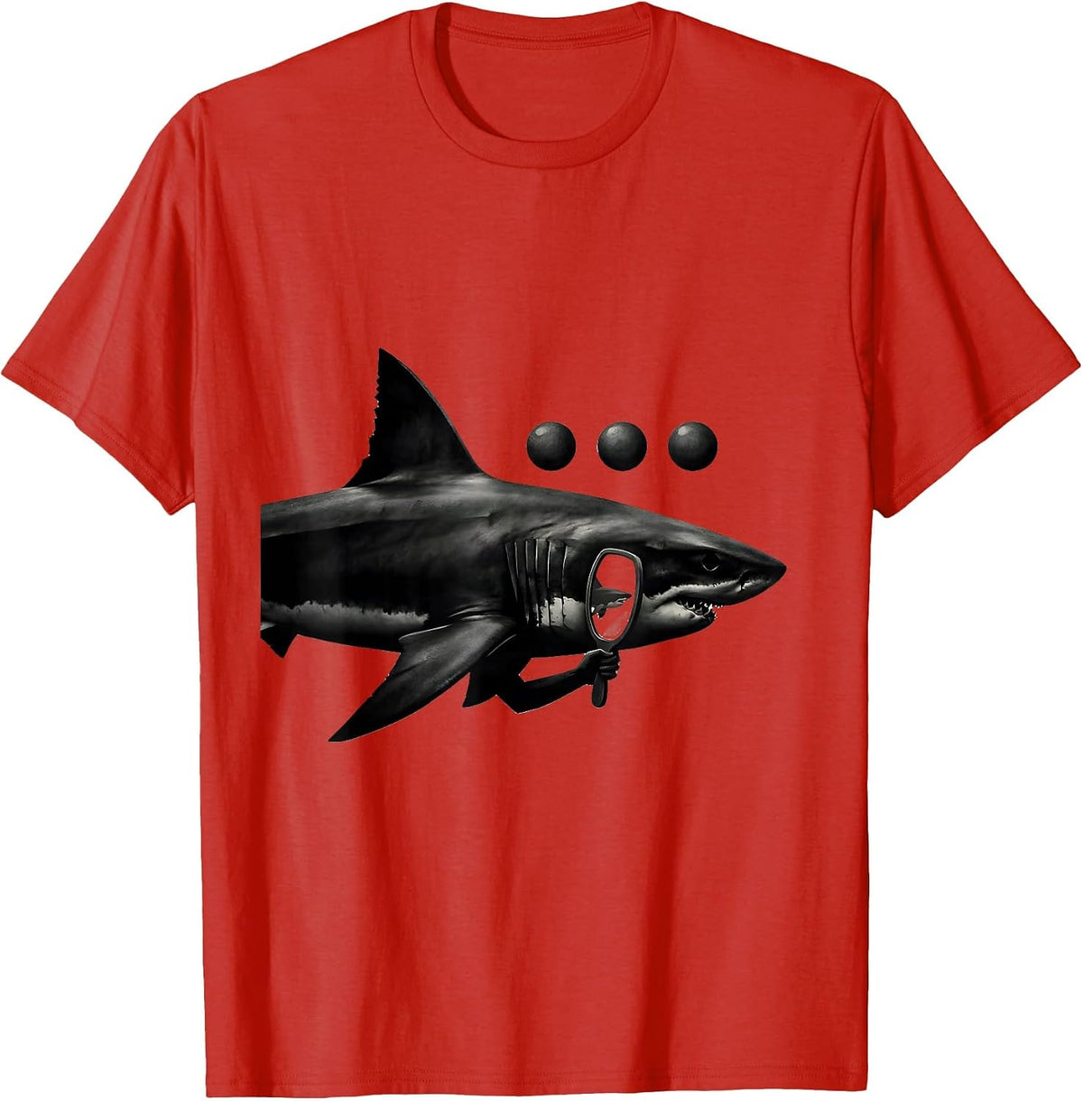 Men's Shark Holding Whale Mirror Funny Ocean Animal Lover T-Shirt - Red