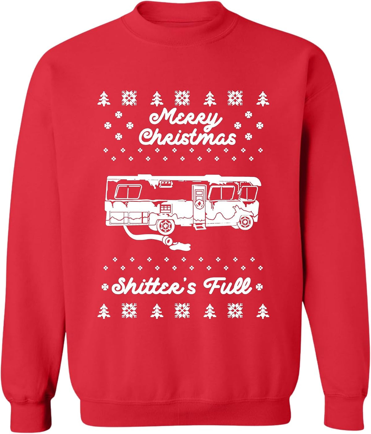 ALLNTRENDS Red Ugly Christmas Sweatshirt Graphic Xmas Sweater - Shitters Full
