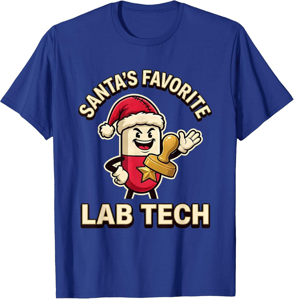 Santa's Favorite Lab Tech Funny Pharmacy Tech Christmas T-Shirt - Royal Blue