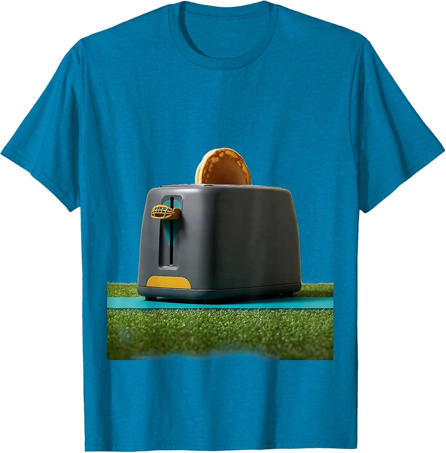 Breakfast Toaster Midcentury Modern Football Lineman Humor T-Shirt - Sapphire Blue