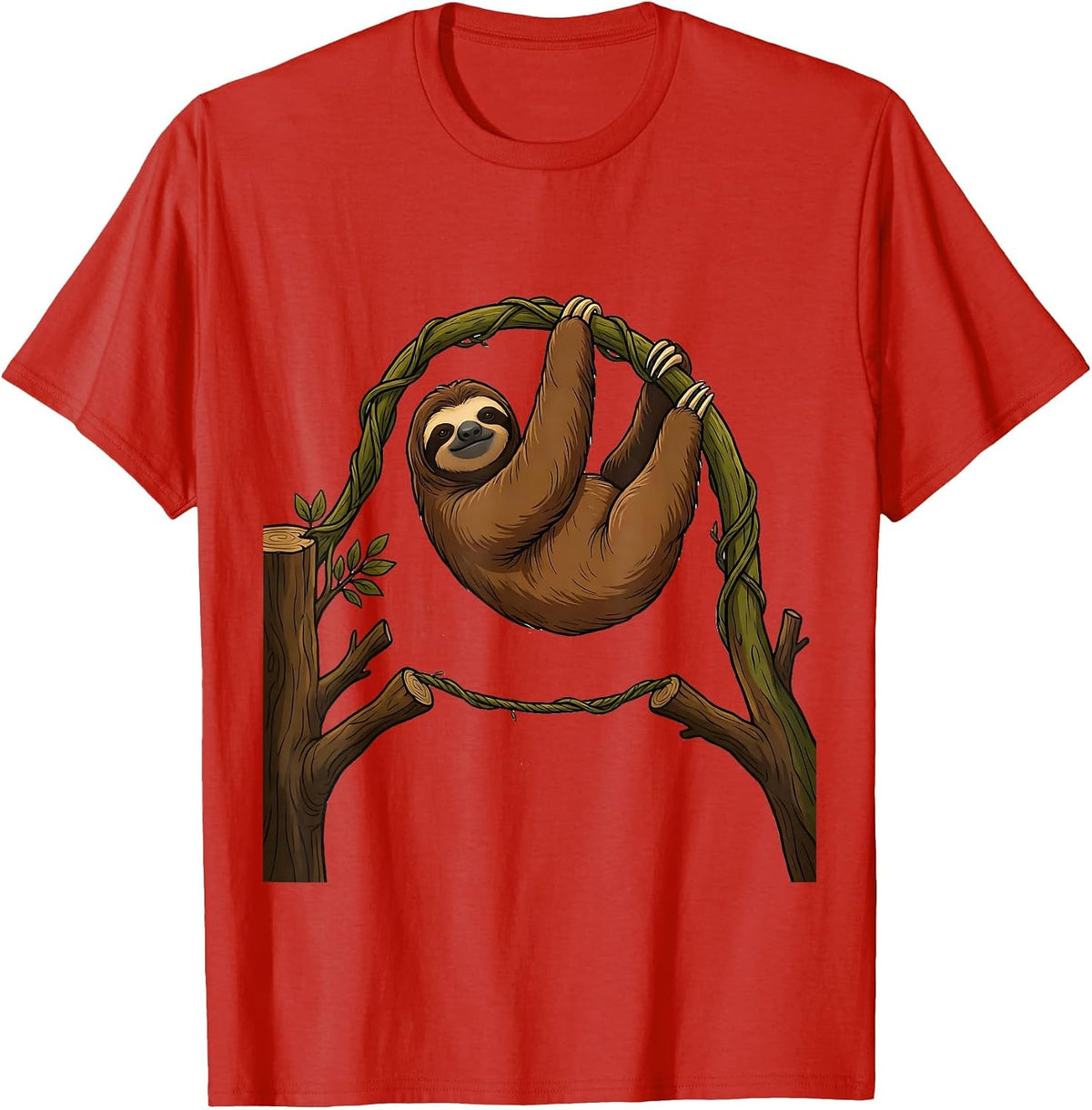 Men's Sloth Vine Chill Humor Novelty Gift T-Shirt - Red