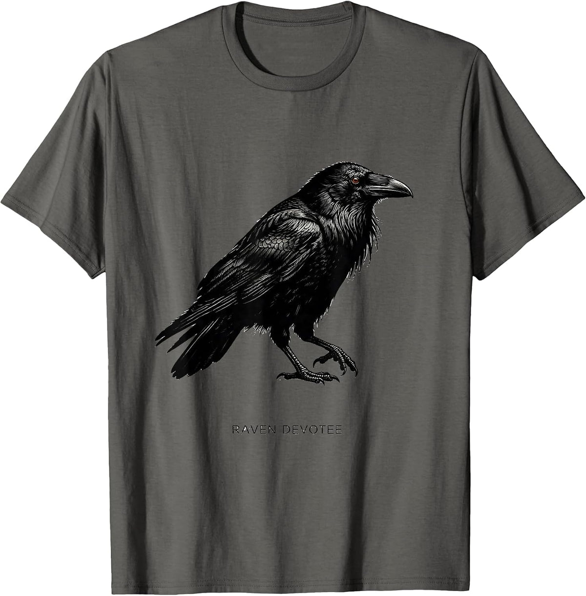 Raven Devotee Gothic Bird Art Crow Silhouette T-Shirt - Asphalt Grey