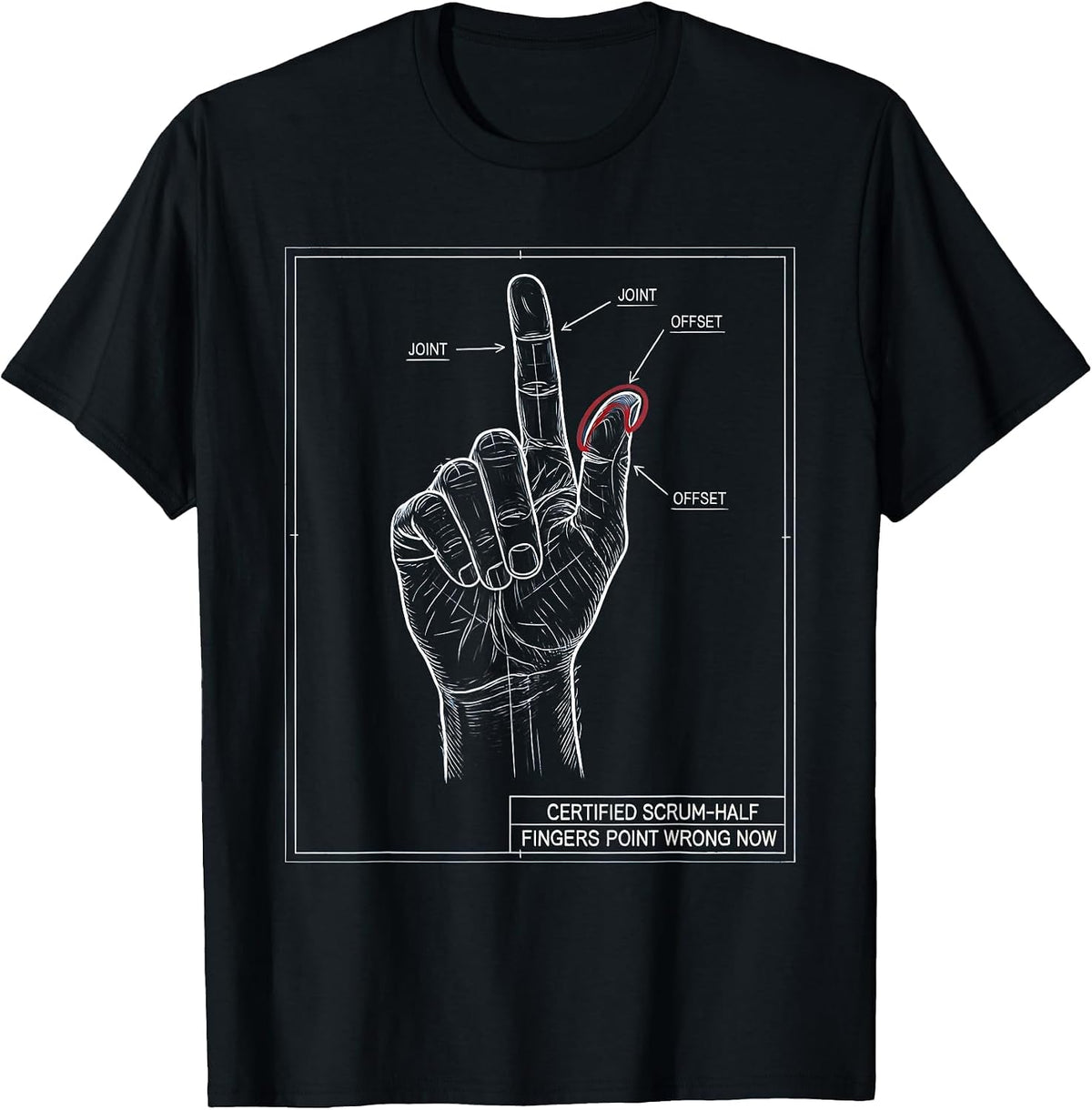 Men's Certified Scrum-Half. Fingers Point Wrong Now Funny Rugby T-Shirt - Black