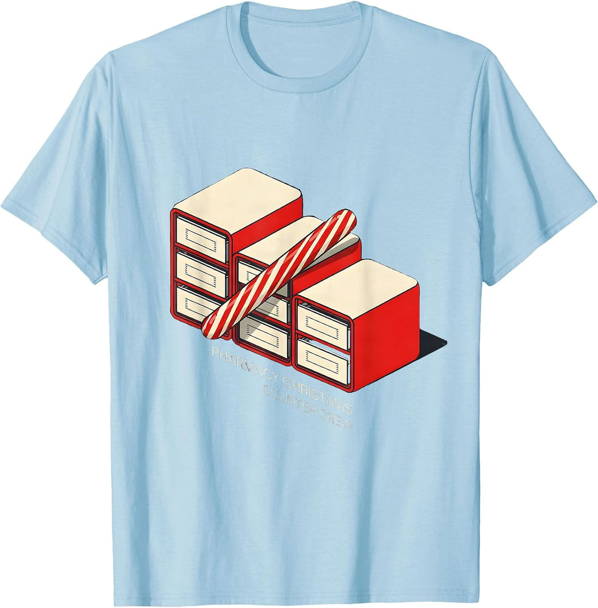 Men's Pharmacy Christmas Counter Crew Funny Pharmacist Tech T-Shirt - Baby Blue
