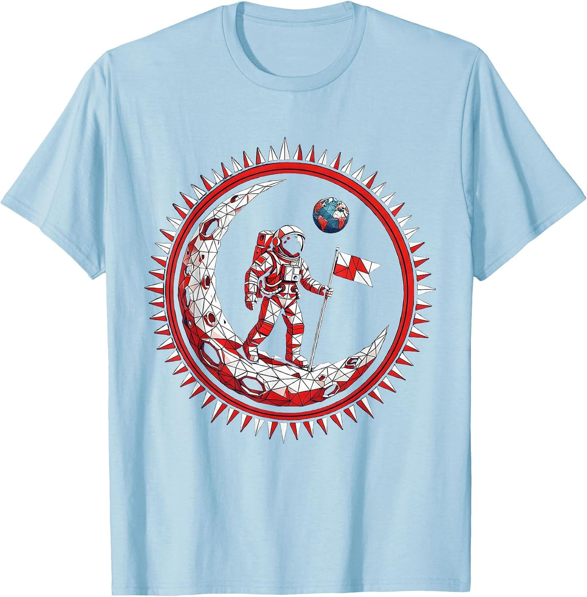 Men's Cosmonaut Moon Flag Planting Space Explorer T-Shirt - Baby Blue