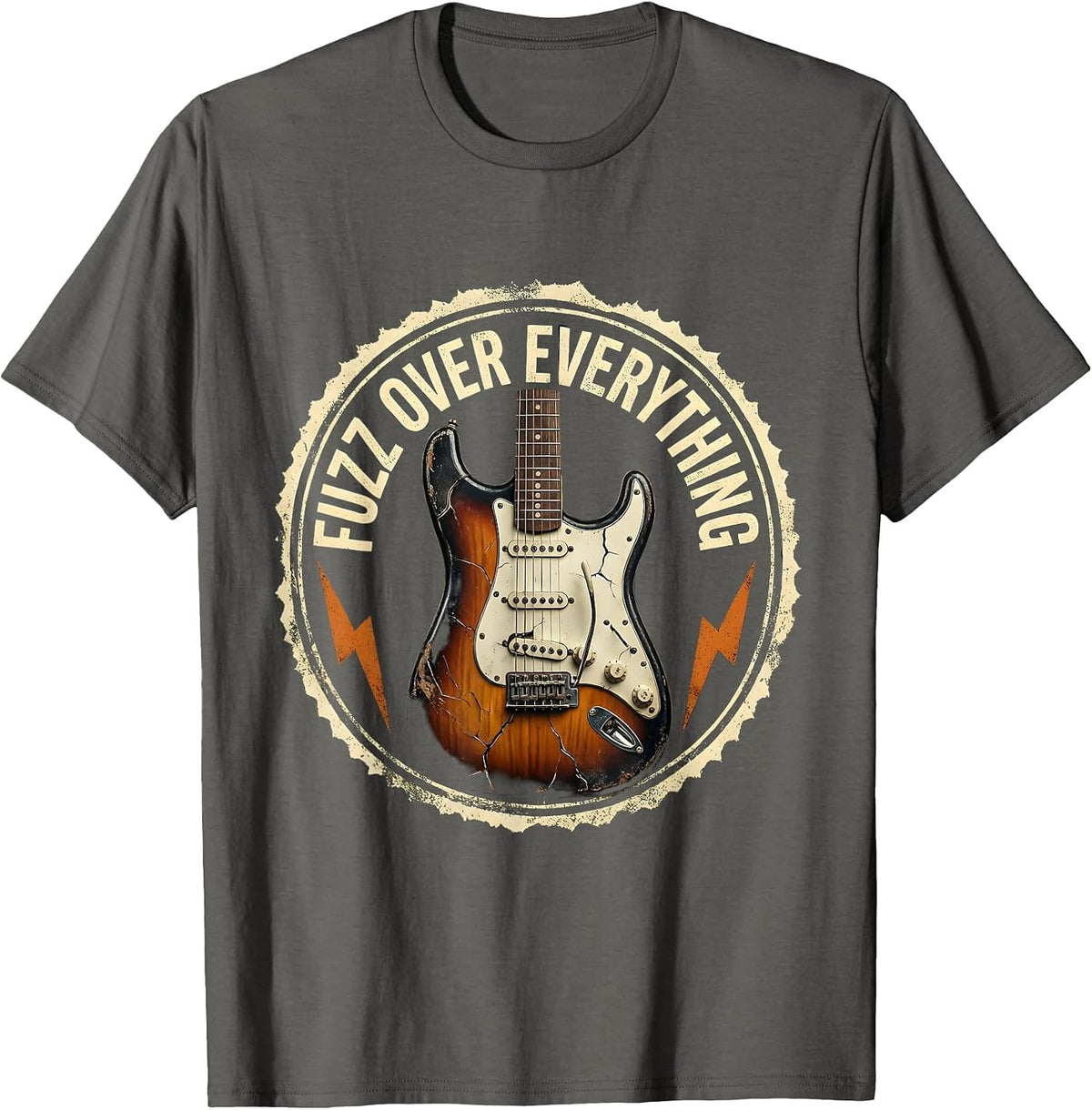 Fuzz Over Everything Grunge Music Design T-Shirt - Asphalt Grey