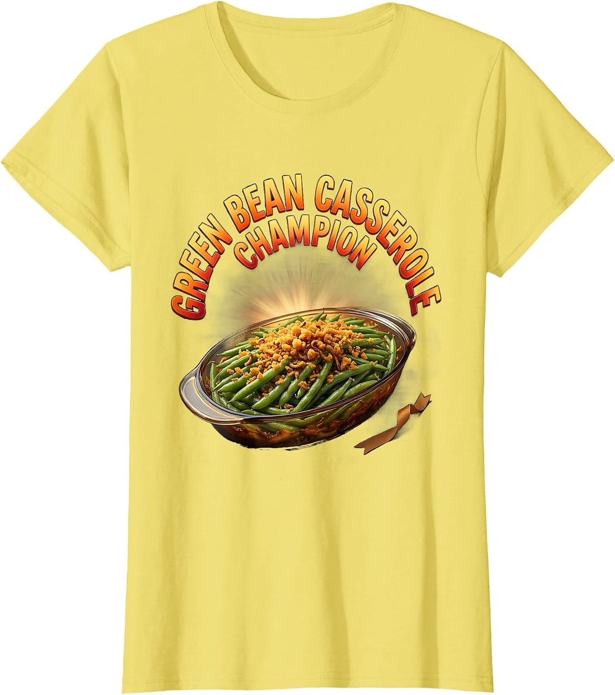Women's Green Bean Casserole Champion Bootleg 90's Rap Rock Vintage T-Shirt - Lemon Yellow
