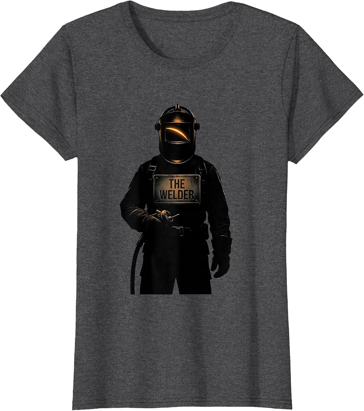 Women's THE WELDER Silhouette Metal Worker Welding Humor T-Shirt - Dark Heather Grey