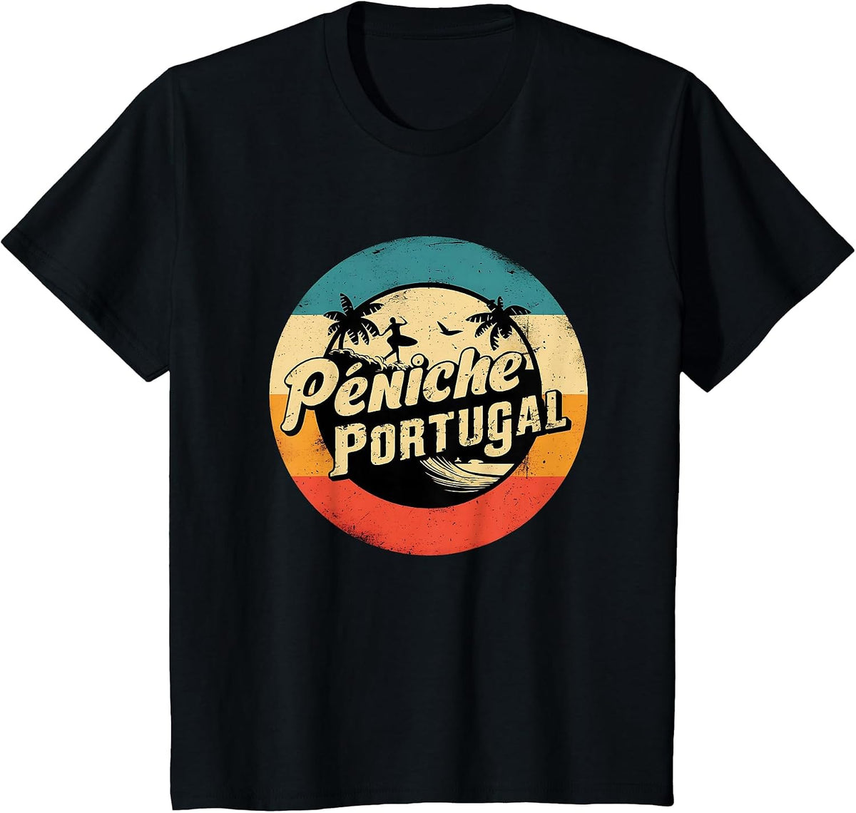 Péniche Portugal City Passionate About Surfing Waves T-Shirt - Black