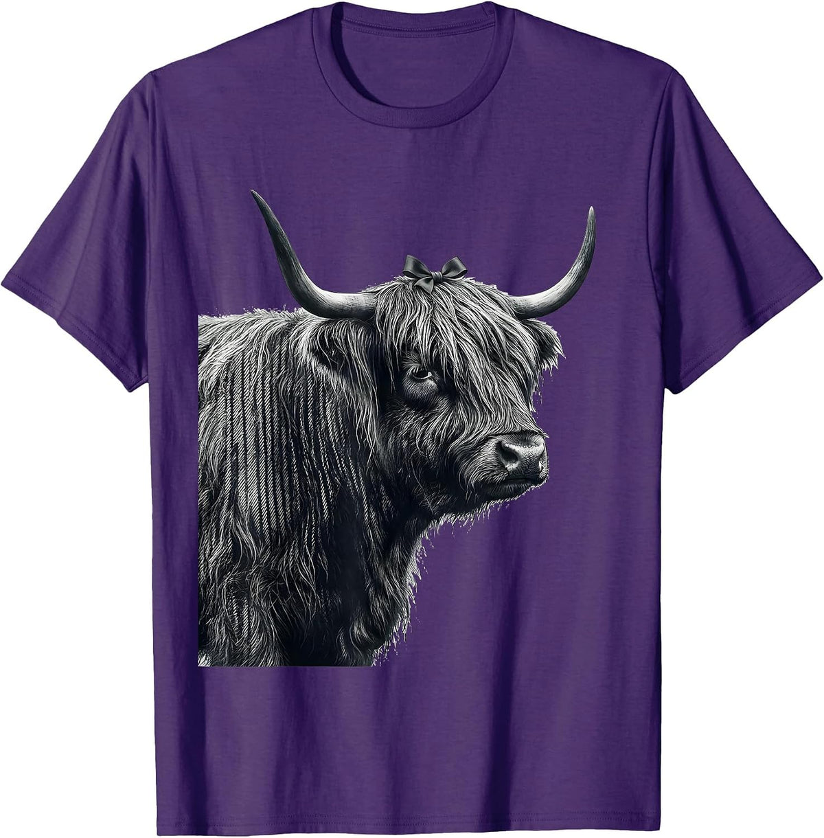 Highland Cow Silhouette Whimsical Holiday Pajama Humor T-Shirt - Purple