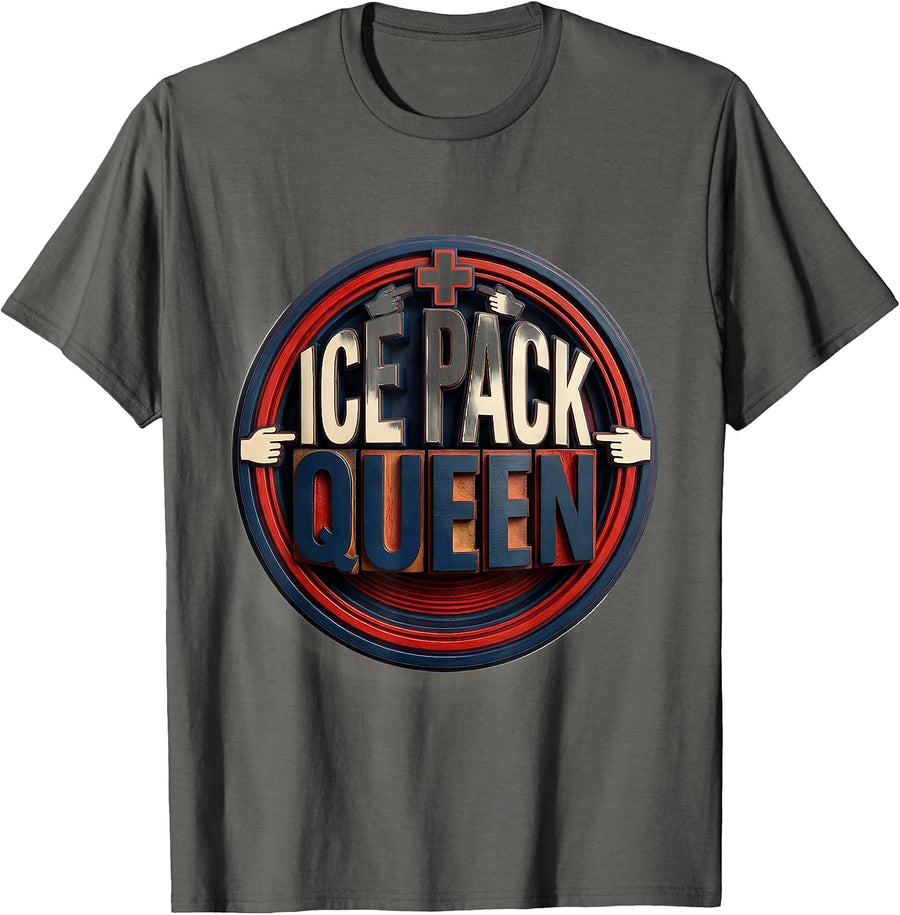 Ice Pack Queen School Nurse Graphic Design T-Shirt - Asphalt Grey