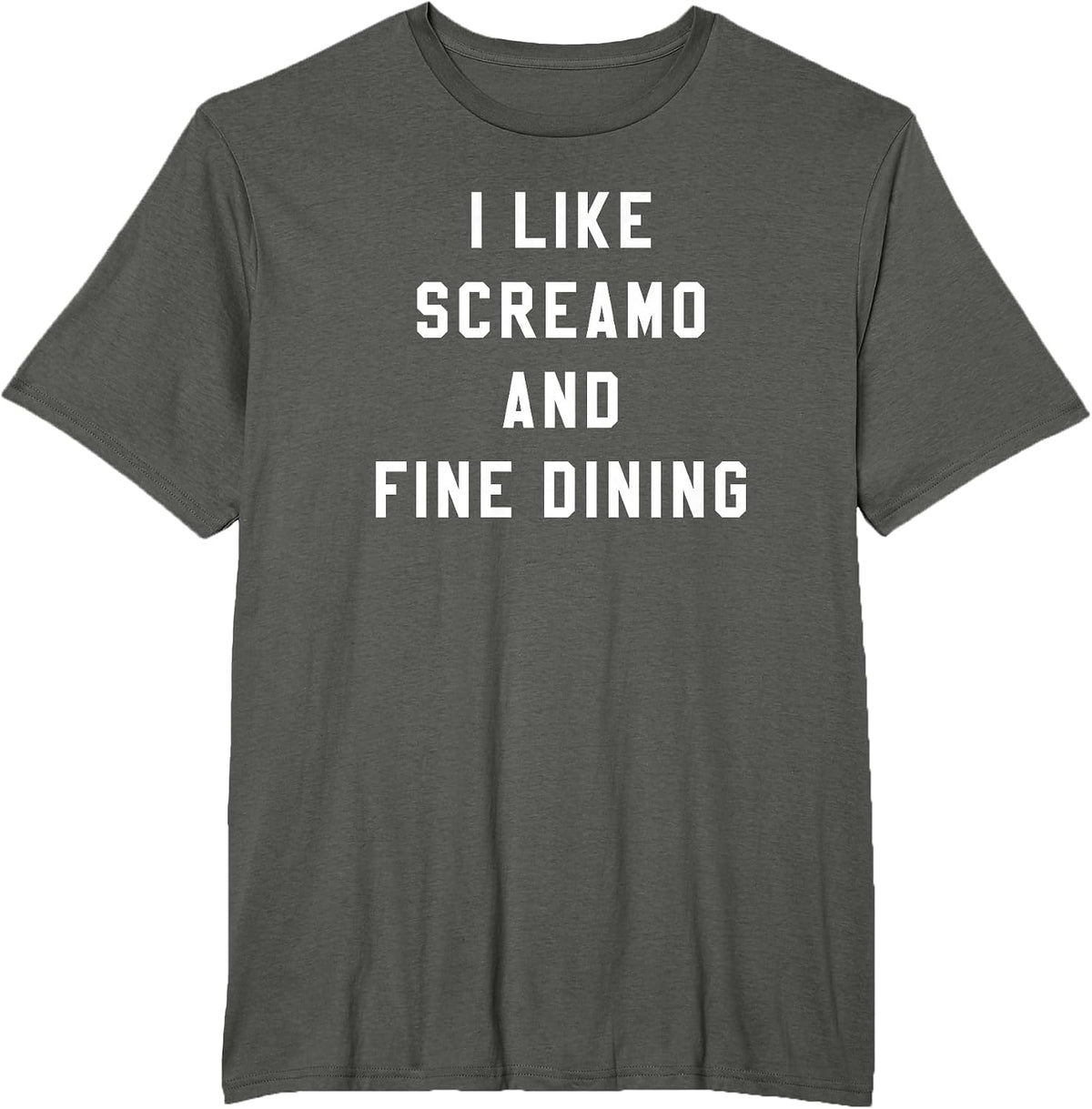 I Like Screamo and FINE Dining Funny Emo Goth Punk Music T-Shirt, Men's Big and Tall, Asphalt Grey, 5X Tall - As Pictured