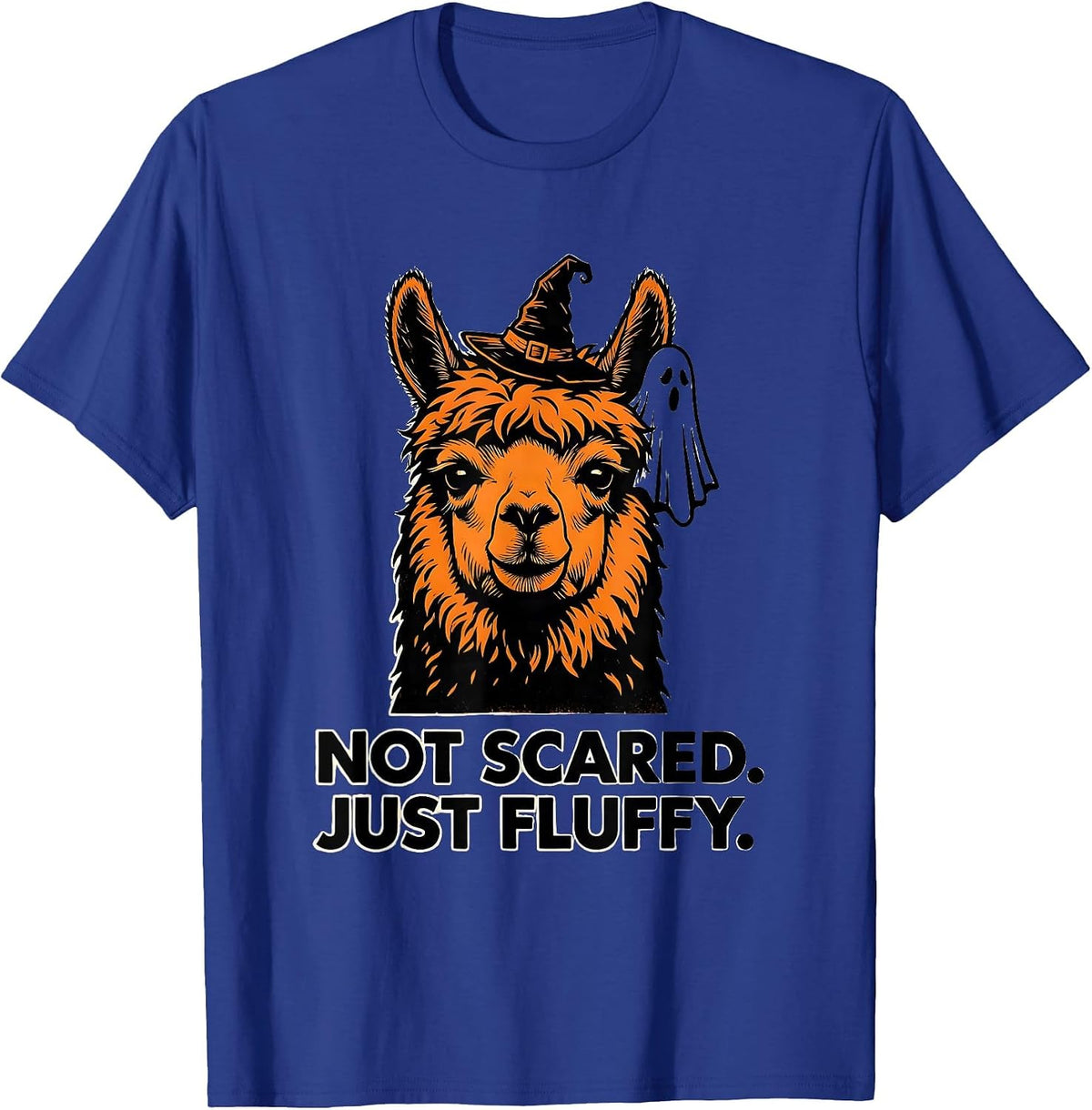 Not Scared Just Fluffy Funny Llama Halloween Novelty Humor T-Shirt - Royal Blue