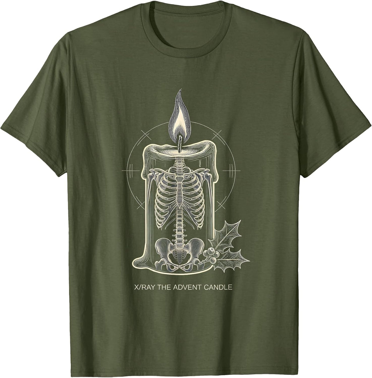 X-Ray The Advent Candle Funny Radiology Tech Christmas Humor T-Shirt - Olive Green