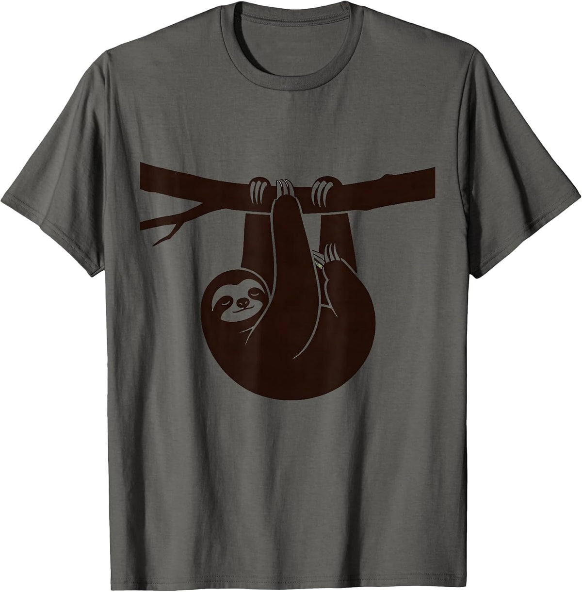 Men's Sleeping Sloth Dangling From Branch Illustration T-Shirt - Asphalt Grey