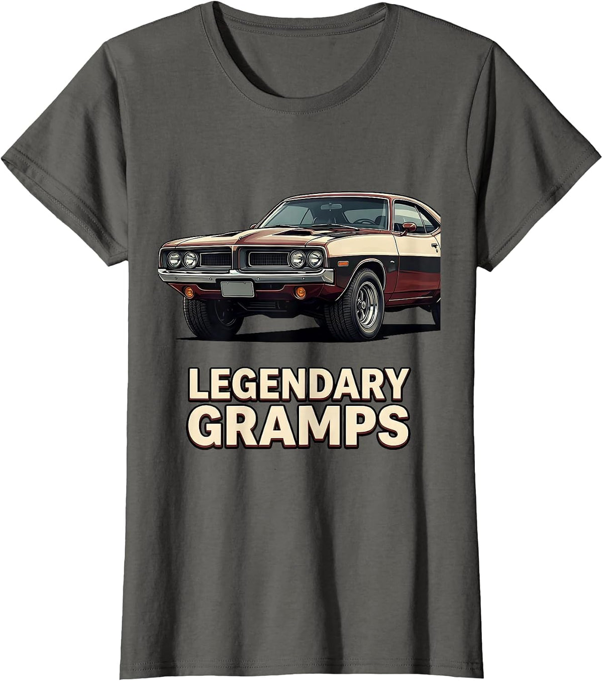 Women's Legendary Gramps Funny Grandpa Classic Car Enthusiast Humor T-Shirt - Asphalt Grey