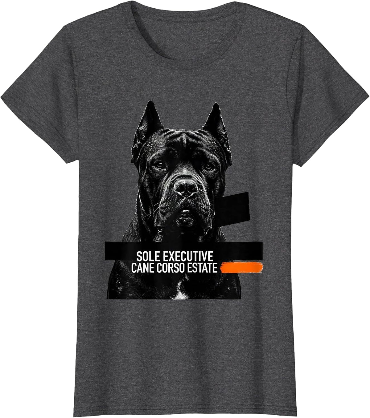 Women's Sole Executive Cane Corso Estate Brutalist Dog Meme Humor T-Shirt - Dark Heather Grey