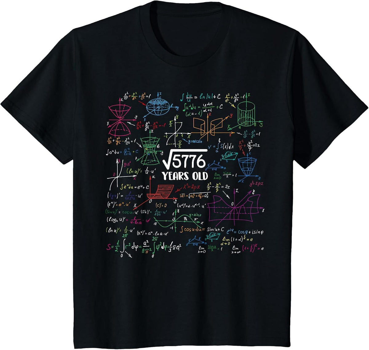 Square Root of 5776-76 Year Old Math Lovers 76th Birthday T-Shirt - Black