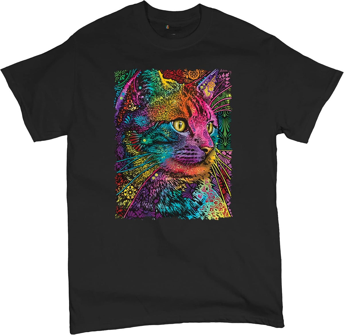 Lovable Cat T-Shirt Dean Russo Colorful Felis Catus Men's Tee - Black