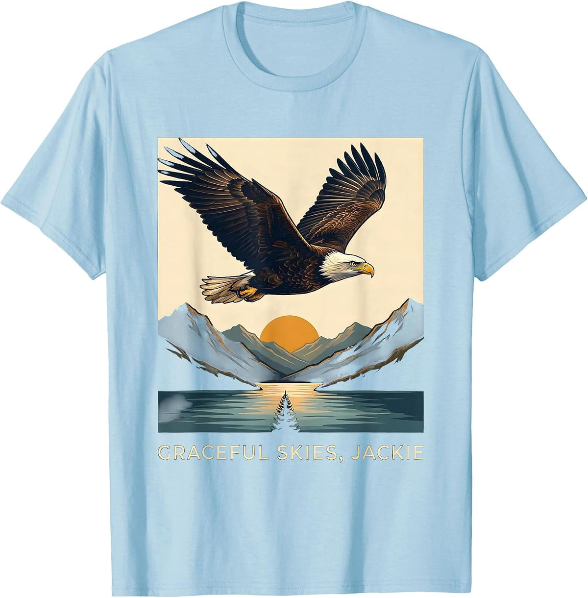 Men's Graceful Skies Jackie Bald Eagle Memorial Tribute Big Bear T-Shirt - Baby Blue