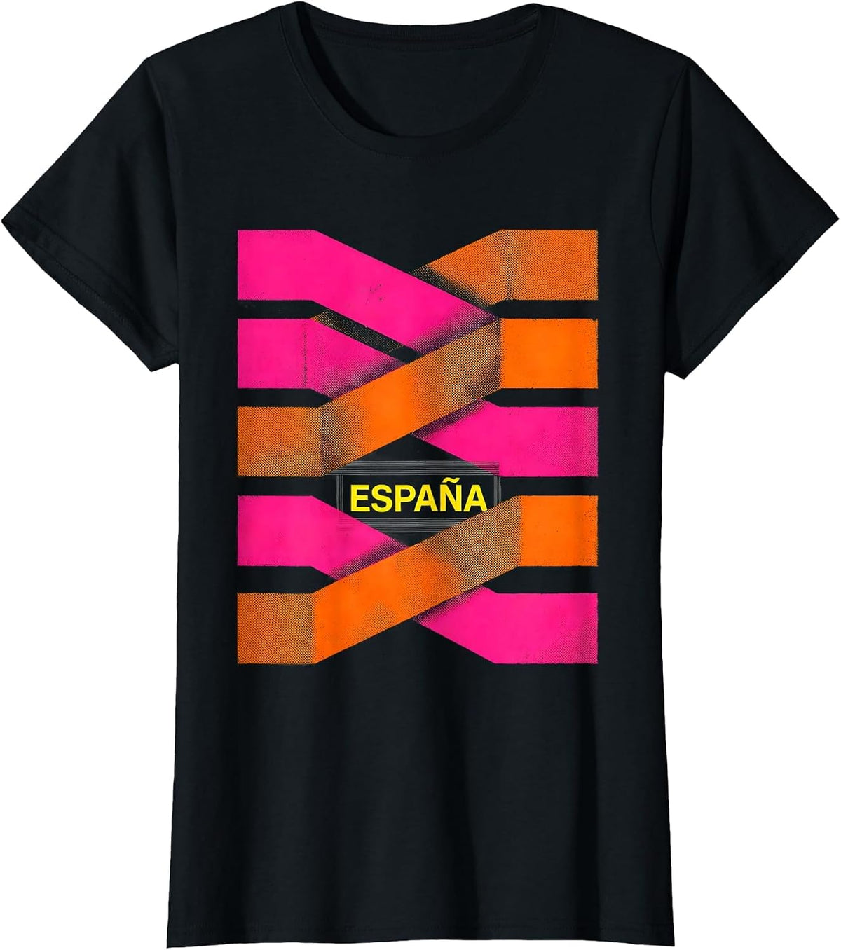 España Risograph Spanish National Pride Barcelona Travel T-Shirt - Black